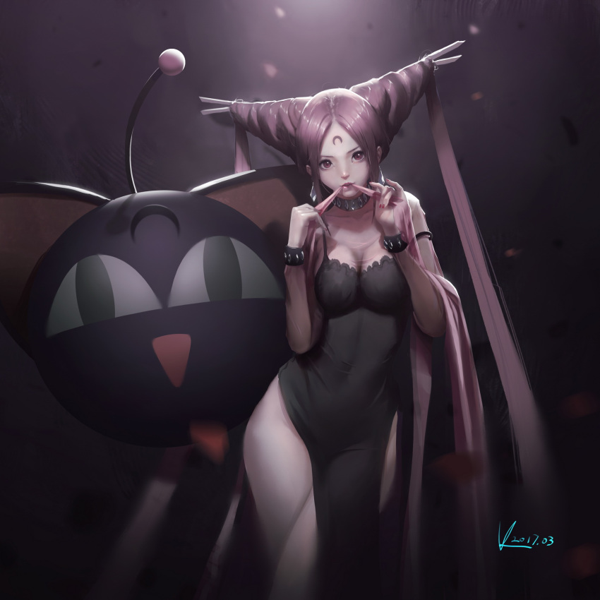 1girl, 2017, bishoujo_senshi_sailor_moon, black_background, black_dress, black_lady, breasts, chibi_usa
