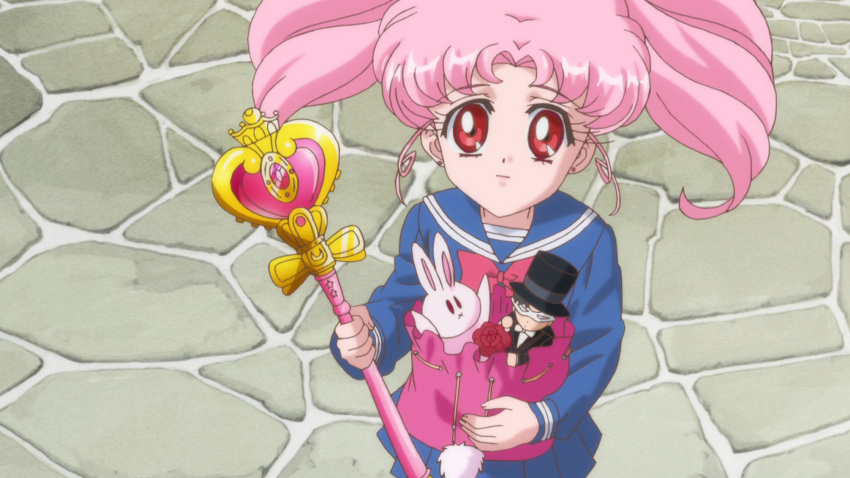1920x1080, 1girl, arm_out, bishoujo_senshi_sailor_moon, chibi_usa, looking_at_viewer, magic_staff, necktie