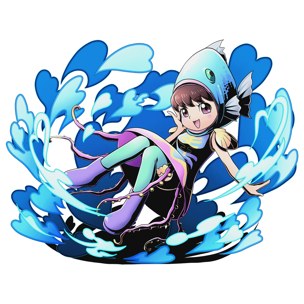 1girl, alpha_transparency, blue_boots, boots, brown_hair, divine_gate, dress, fish_hood