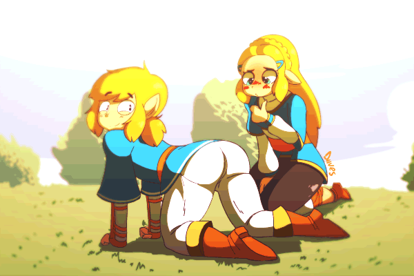 1boy, 1girl, all_fours, animated, animated_gif, ass, ass_shake, blonde_hair
