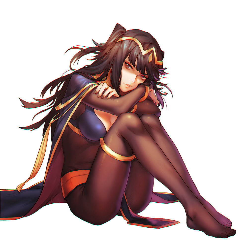 1girl, ass, black_eyes, black_hair, black_nails, bodysuit, breasts, cape