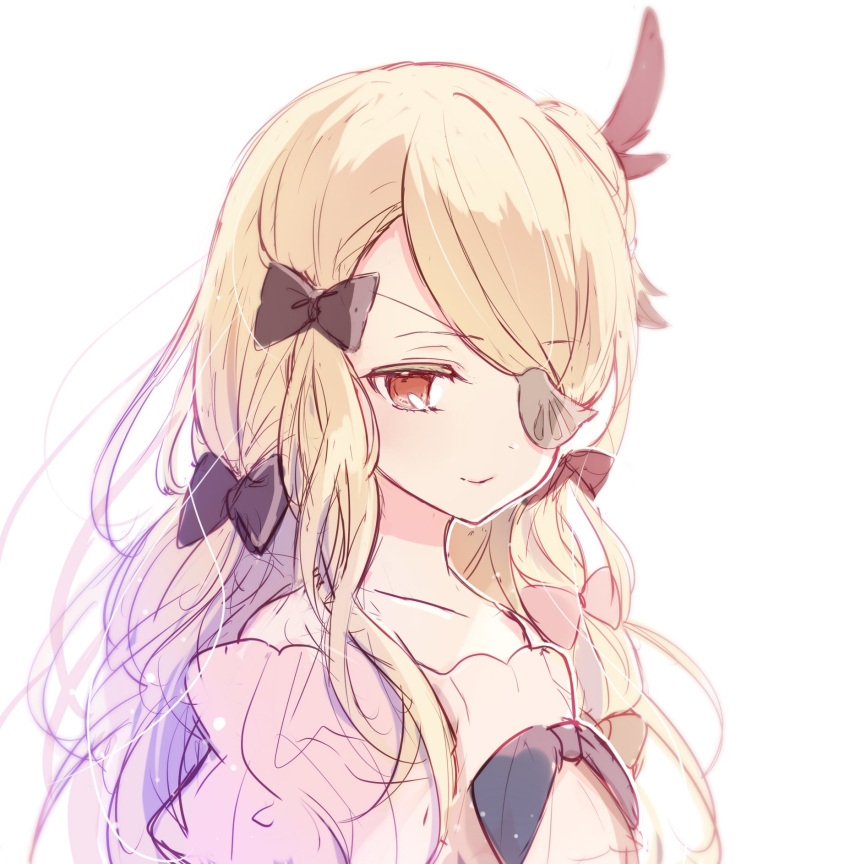 1girl, blonde_hair, eyepatch, hair_ribbon, highres, long_hair, mahou_shoujo_ikusei_keikaku, pfle