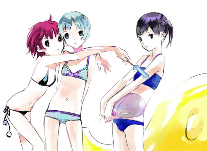 flat_chest, naoe_marimo, original, popsicle, swimsuit