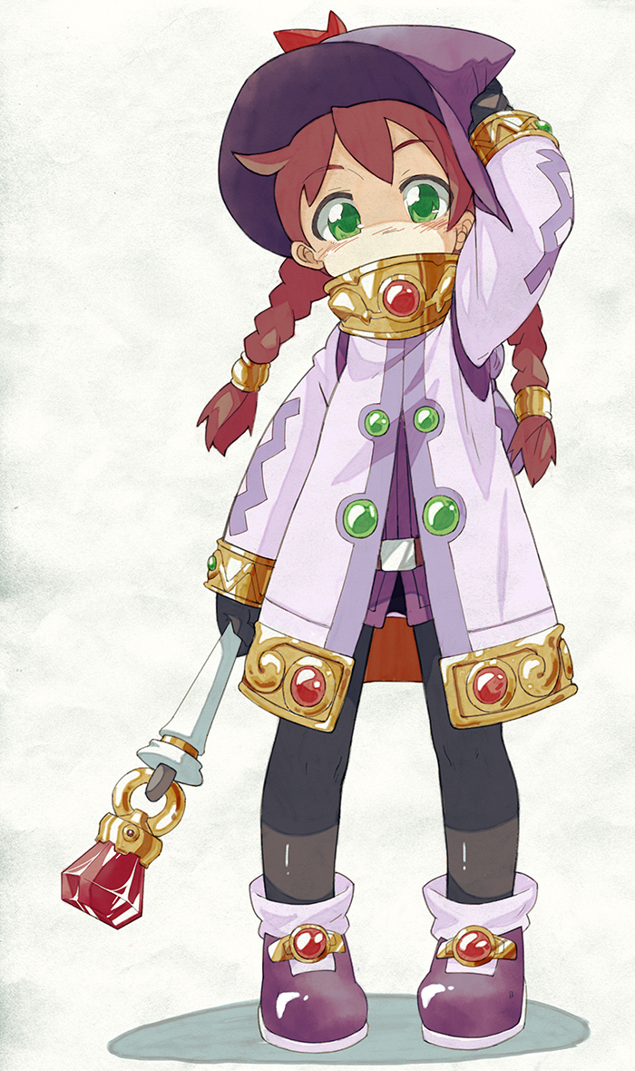 1girl, 92kuni92, brown_hair, gloves, green_eyes, pantyhose, saru_getchu, sayaka_(saru_getchu)