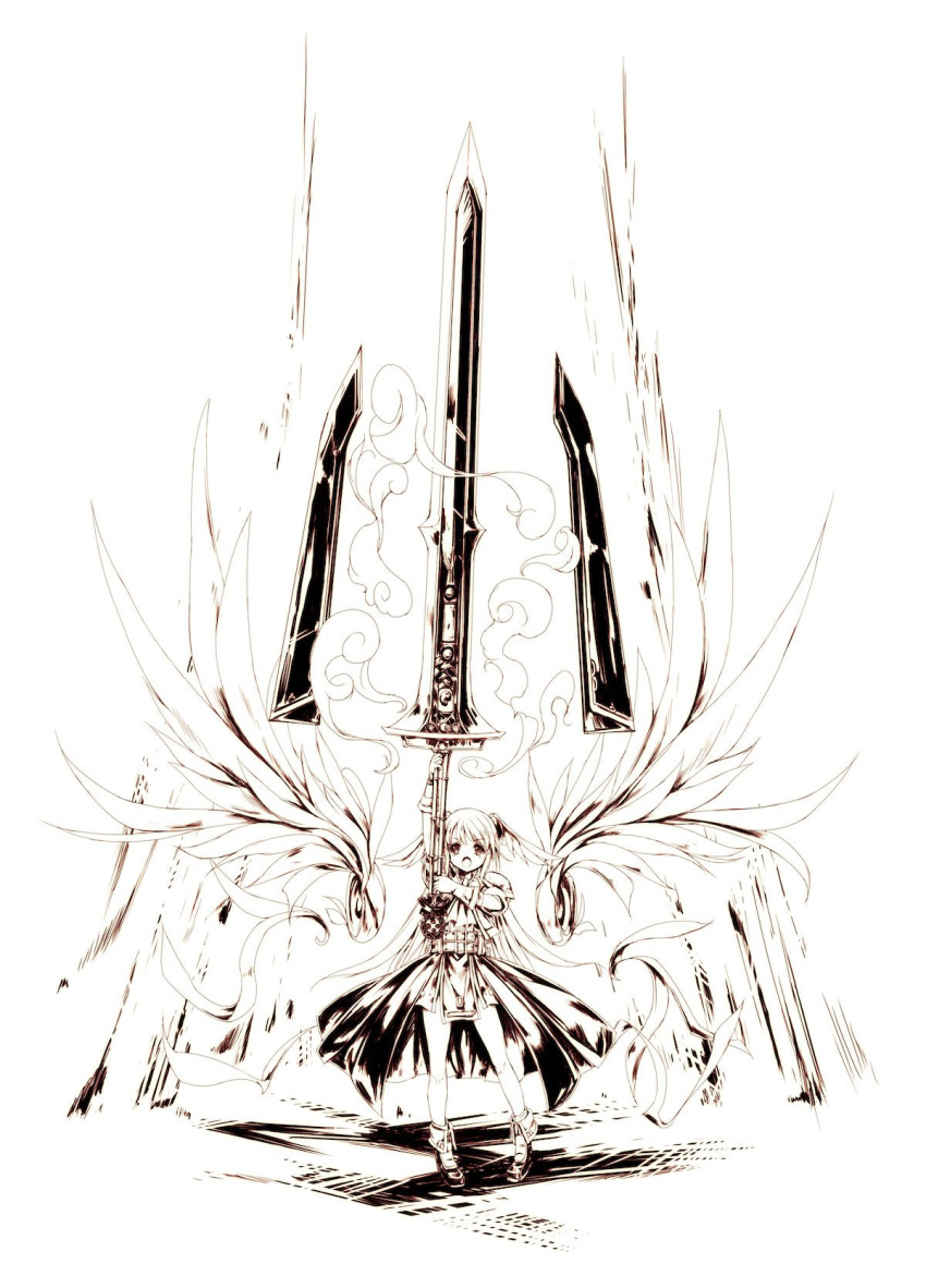 1girl, angel_wings, belt, boots, cropped_jacket, dress, eien_no_aselia, euphoria_(seinarukana)