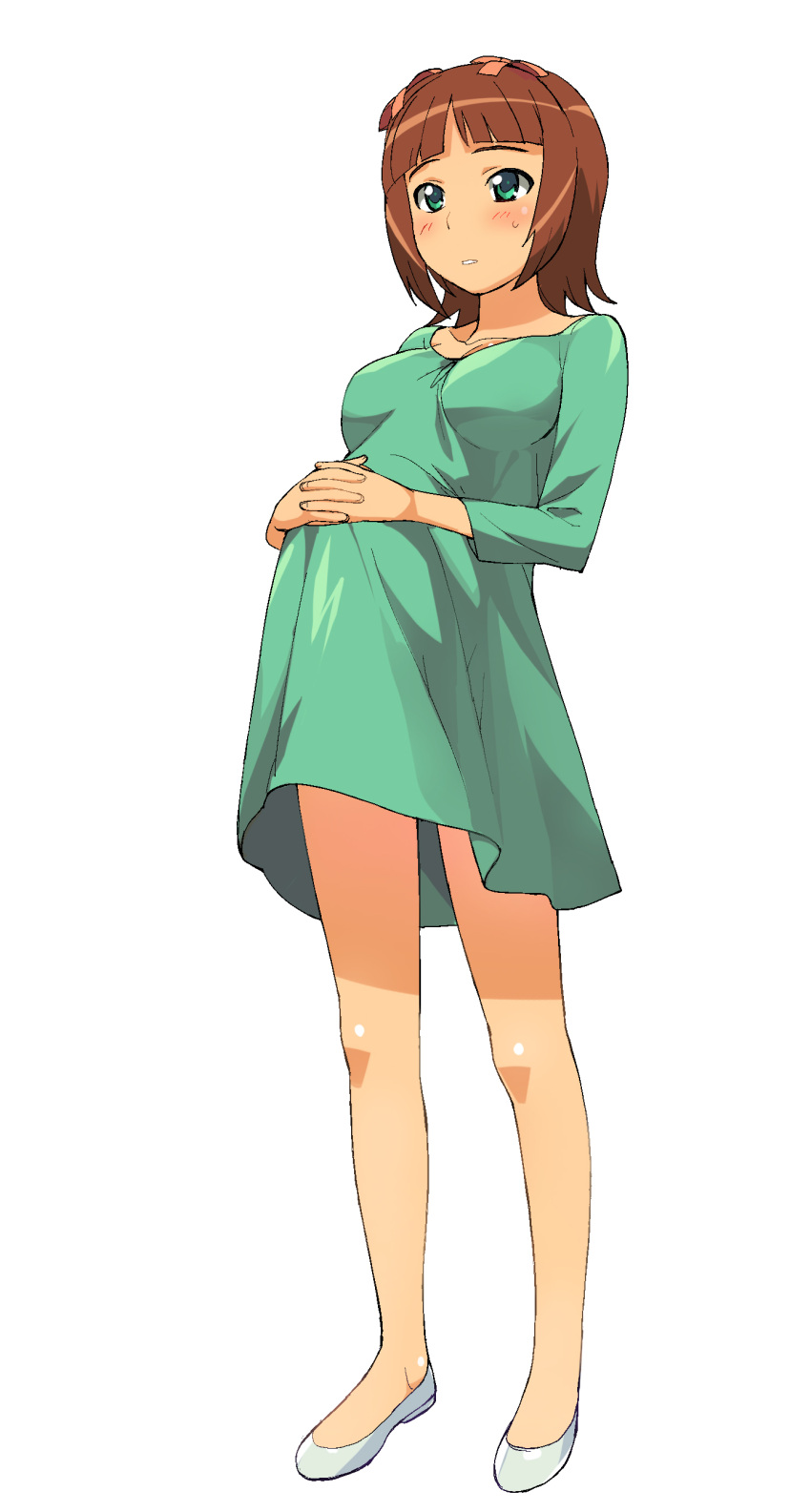 a1, absurdres, amami_haruka, brown_hair, dress, hair_ribbon, highres, idolmaster