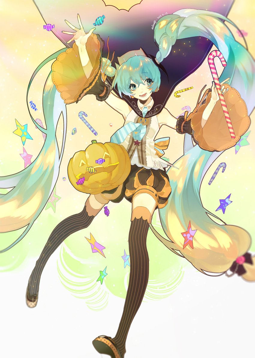 1girl, aqua_eyes, aqua_hair, aqua_nails, aqua_necktie, arm_up, armpits, bangs