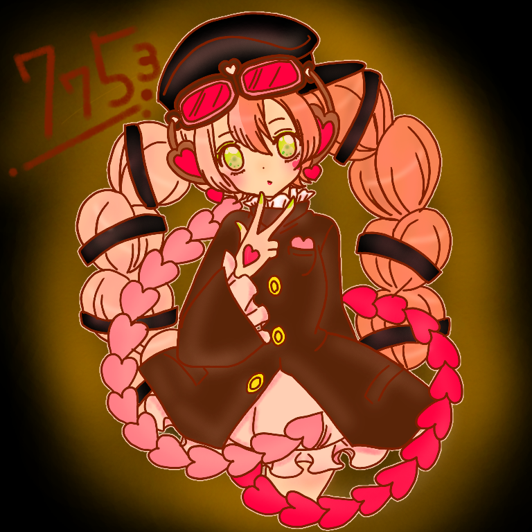 1girl, 7753, braid, gakuran, goggles, goggles_on_head, green_eyes, hat