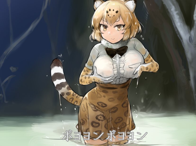1girl, animal_ears, blonde_hair, blush, bow, bowtie, breasts, cat_ears