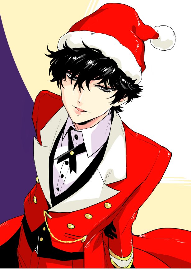 1boy, black_hair, grey_eyes, hat, hiokirasu, kurusu_akira, looking_at_viewer, male_focus