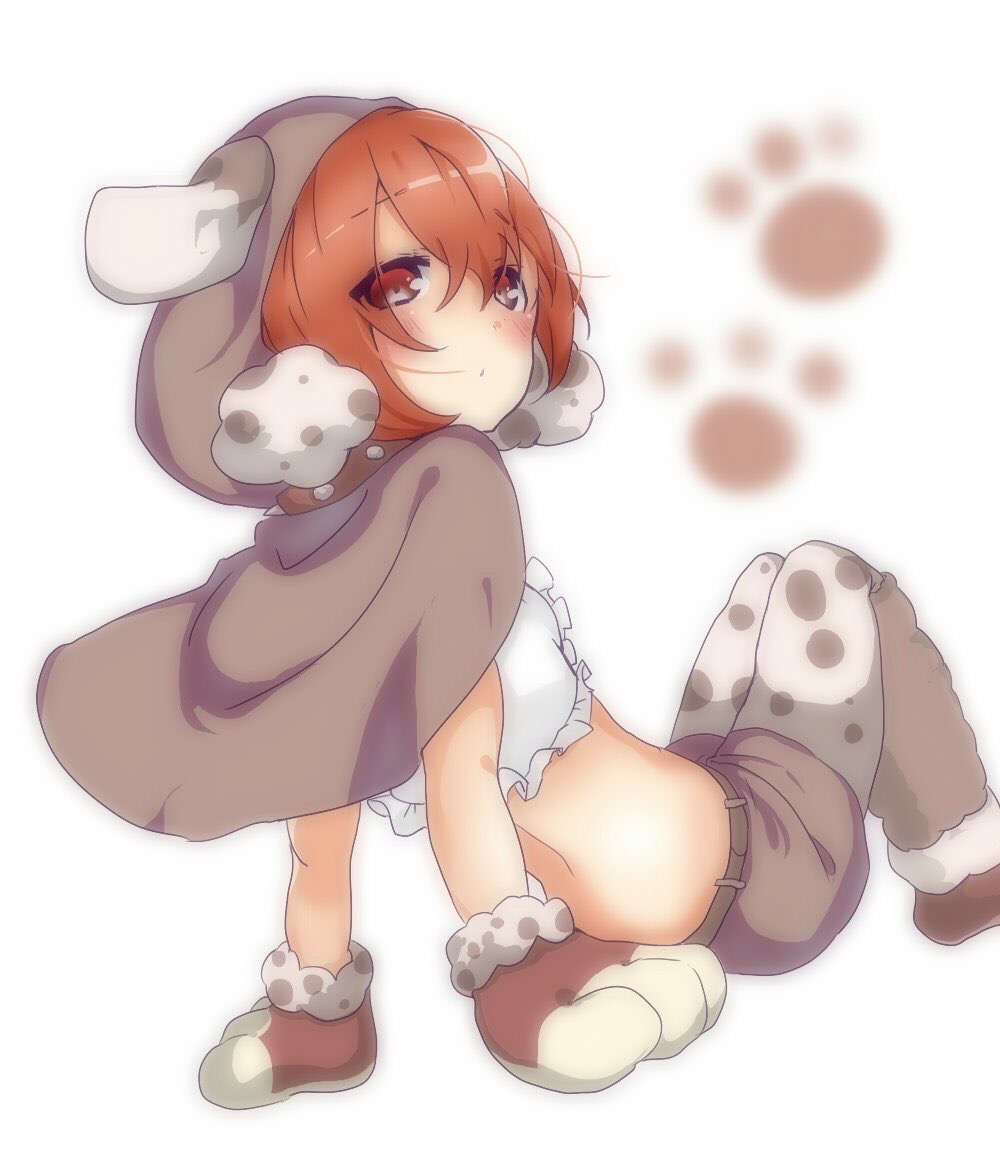 1girl, animal_hood, gloves, hood, looking_back, mahou_shoujo_ikusei_keikaku, mahou_shoujo_ikusei_keikaku_unmarked, micro_(micronm)