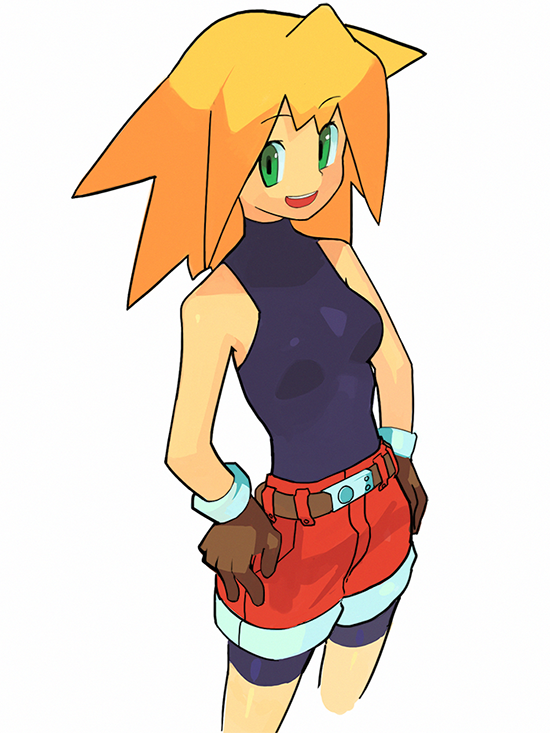1girl, blonde_hair, firstw1, long_hair, rockman, rockman_dash, roll_caskett, solo