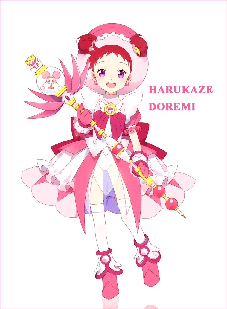 1girl, alternate_costume, blush, boots, dodo_(ojamajo_doremi), hakusai_(tiahszld), harukaze_doremi, hat