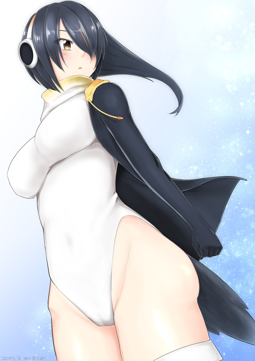 1girl, 2017, absurdres, blush, breasts, clenched_hand, covered_navel, hair_over_one_eye