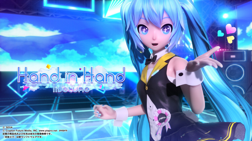 +_+, 1girl, 3d, absurdres, black_bow, black_dress, blue_eyes, blue_hair