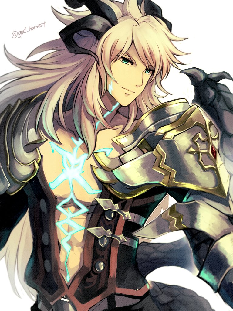 1boy, dark_skin, fate/apocrypha, fate/grand_order, fate_(series), green_eyes, horns, long_hair
