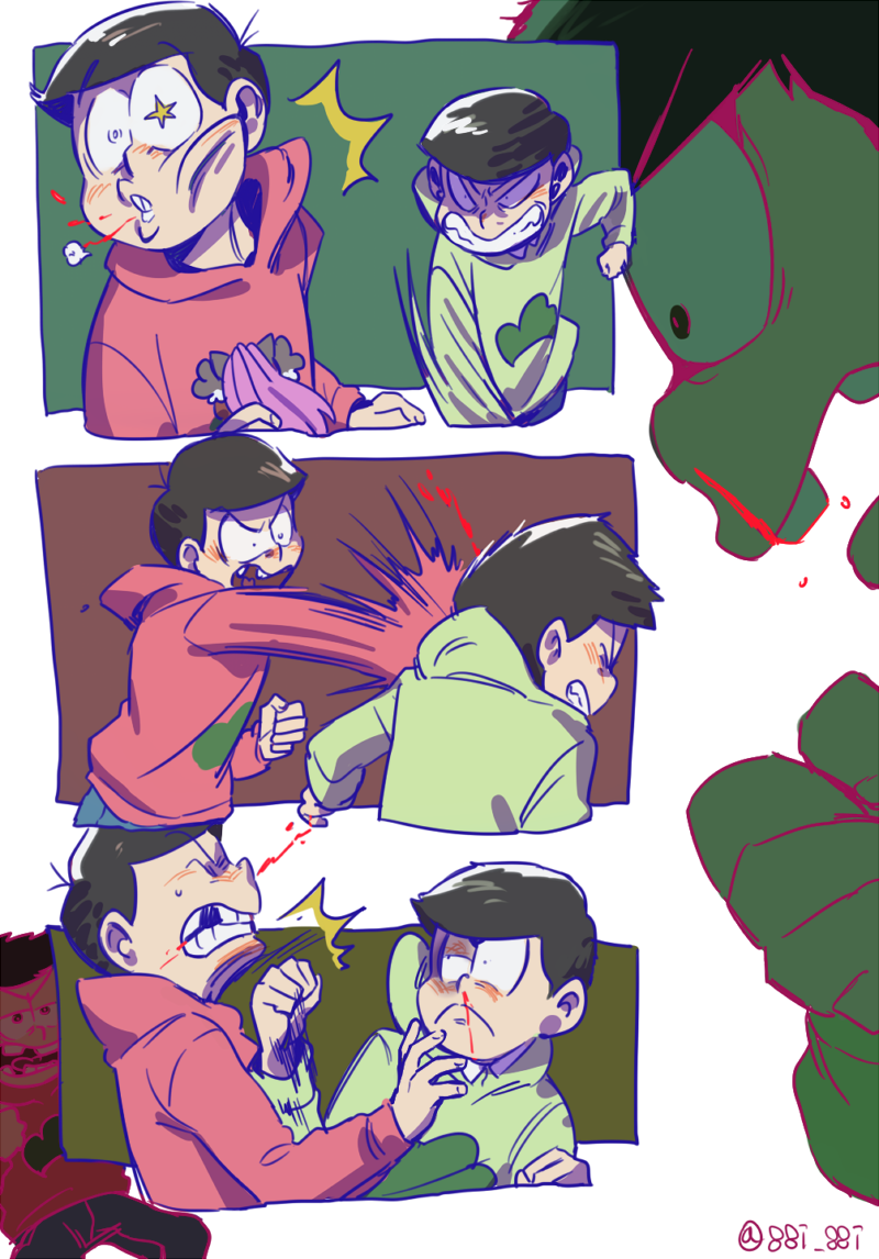 /\/\/\, 2boys, angry, bbrangka, black_eye, blood, brothers, figure