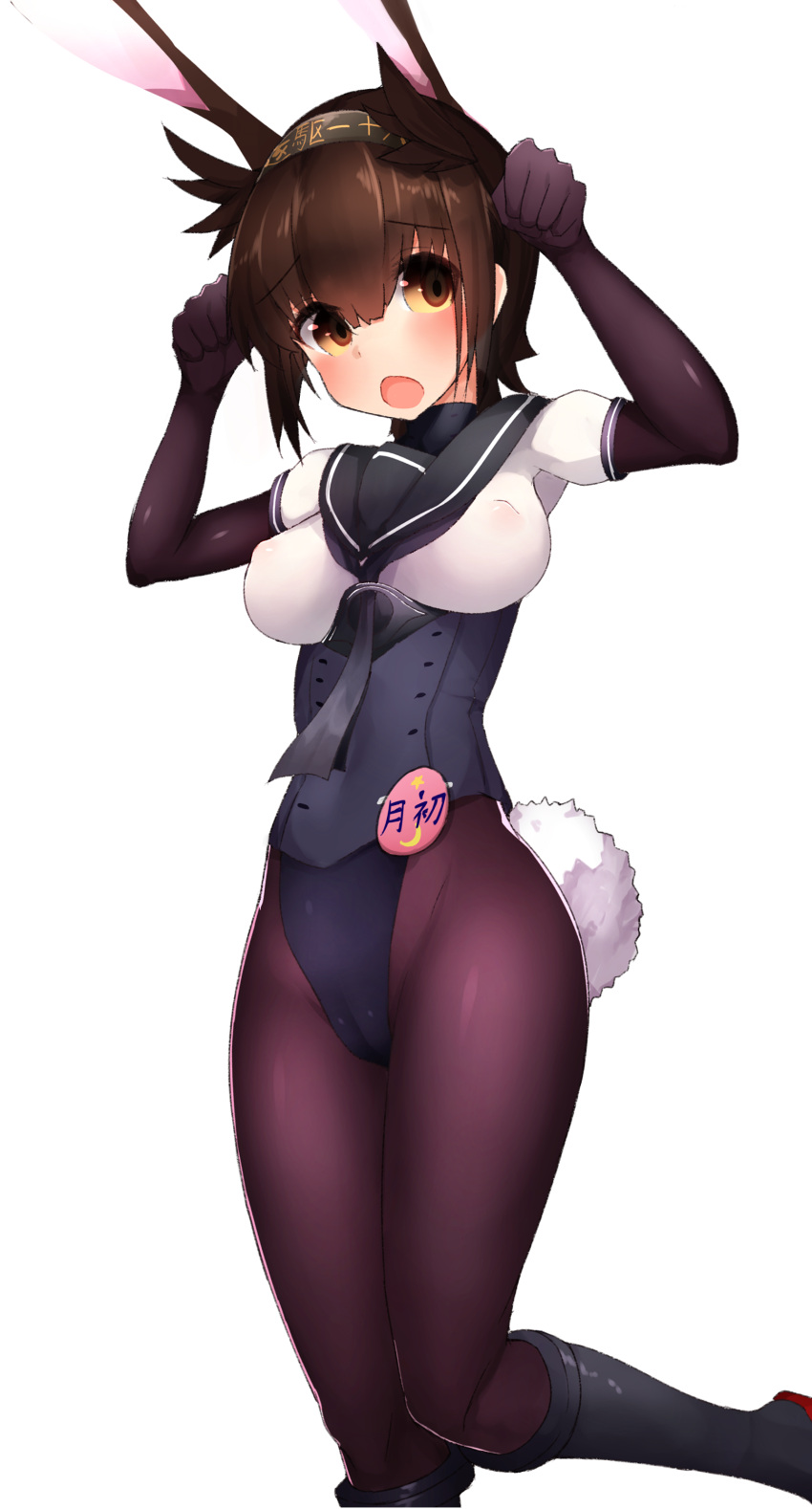 1girl, absurdres, adapted_costume, animal_ears, blush, bodysuit, boruhis, brown_eyes