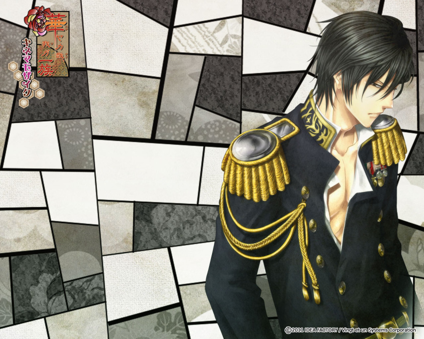 black_eyes, black_hair, hanayaka_nari_waga_ichizoku, miyanomori_isami, yat_(artist)