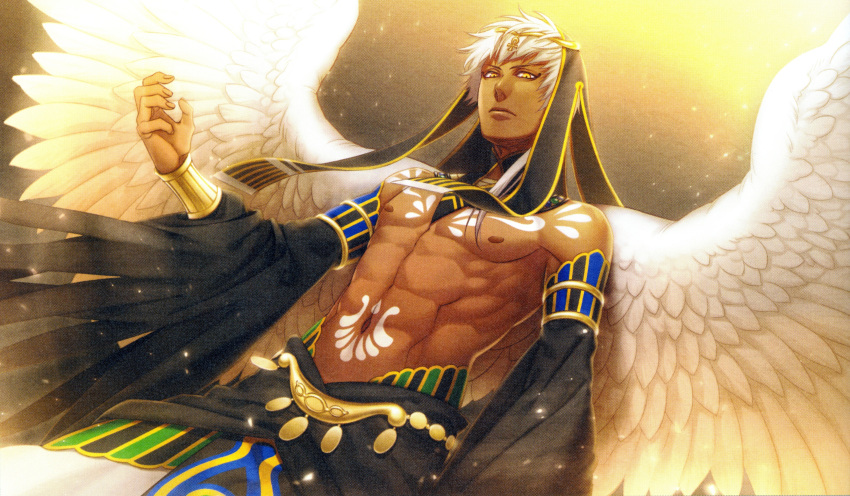 blue_eyes, kamigami_no_asobi, kazuki_yone, thoth_caduceus, white_hair