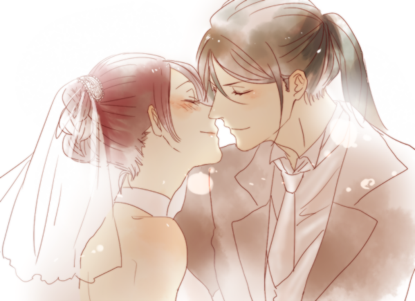 asagi_haru, black_eyes, black_hair, couple, hanayaka_nari_waga_ichizoku, miyanomori_mamoru, syrup_san