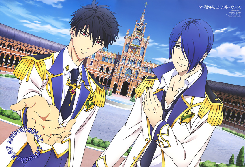 black_hair, ichijouji_teika, magic_kyun!_renaissance, red_eyes, suminomiya_aoi, yura_kairi