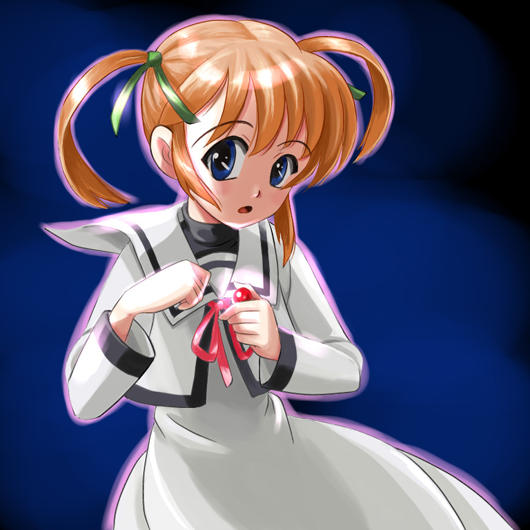brown_hair, mahou_shoujo_lyrical_nanoha, raising_heart, ren-chan, school_uniform, takamachi_nanoha, twintails
