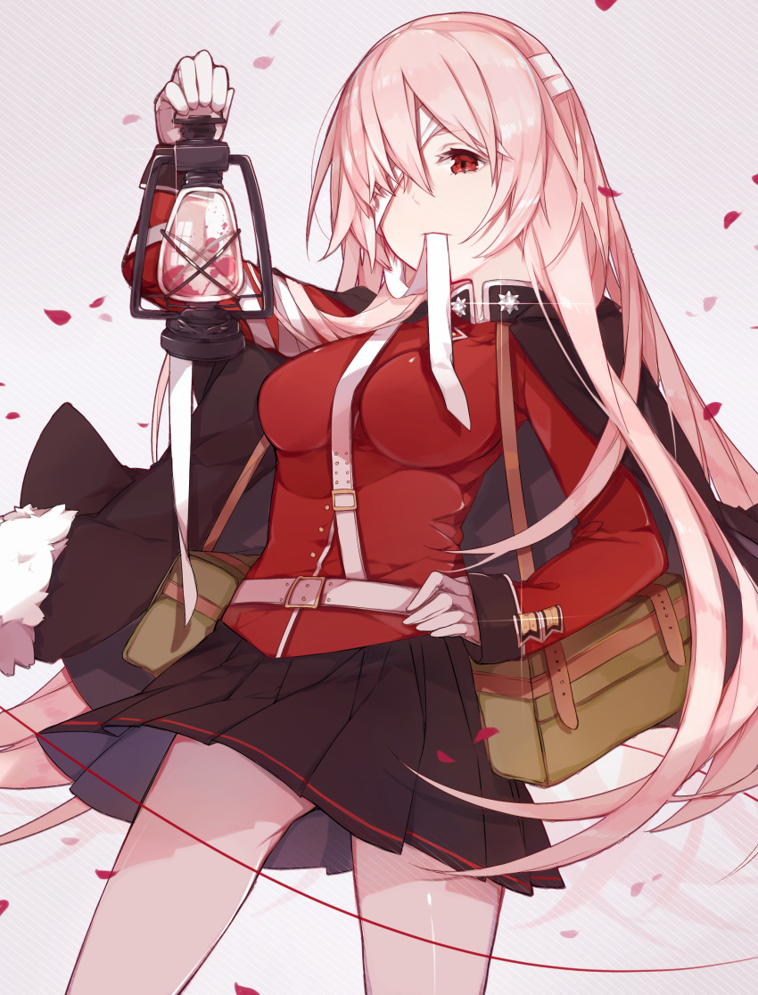 1girl, absurdres, alternate_hairstyle, bandage, bandage_over_one_eye, bandaged_head, bangs, belt