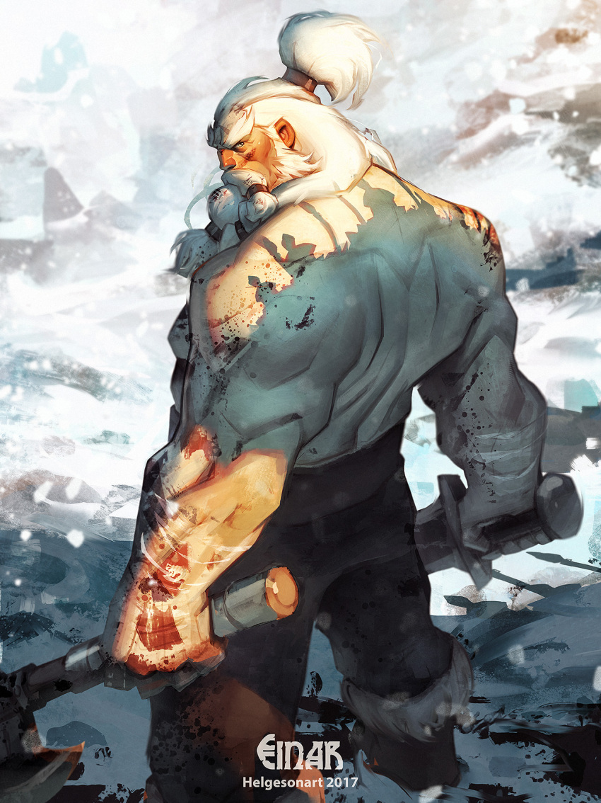 1boy, artist_name, beard, blue_eyes, boots, brown_boots, brown_pants, character_name