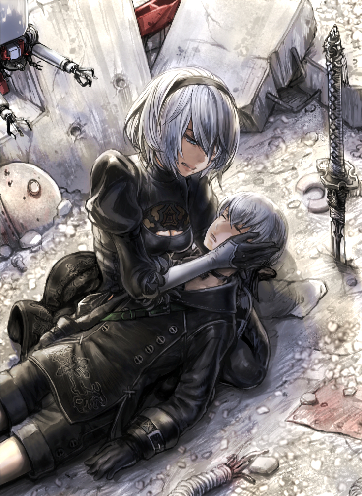 1boy, 1girl, blue_eyes, boots, breasts, building, burunuu_(bullnukko), buttons