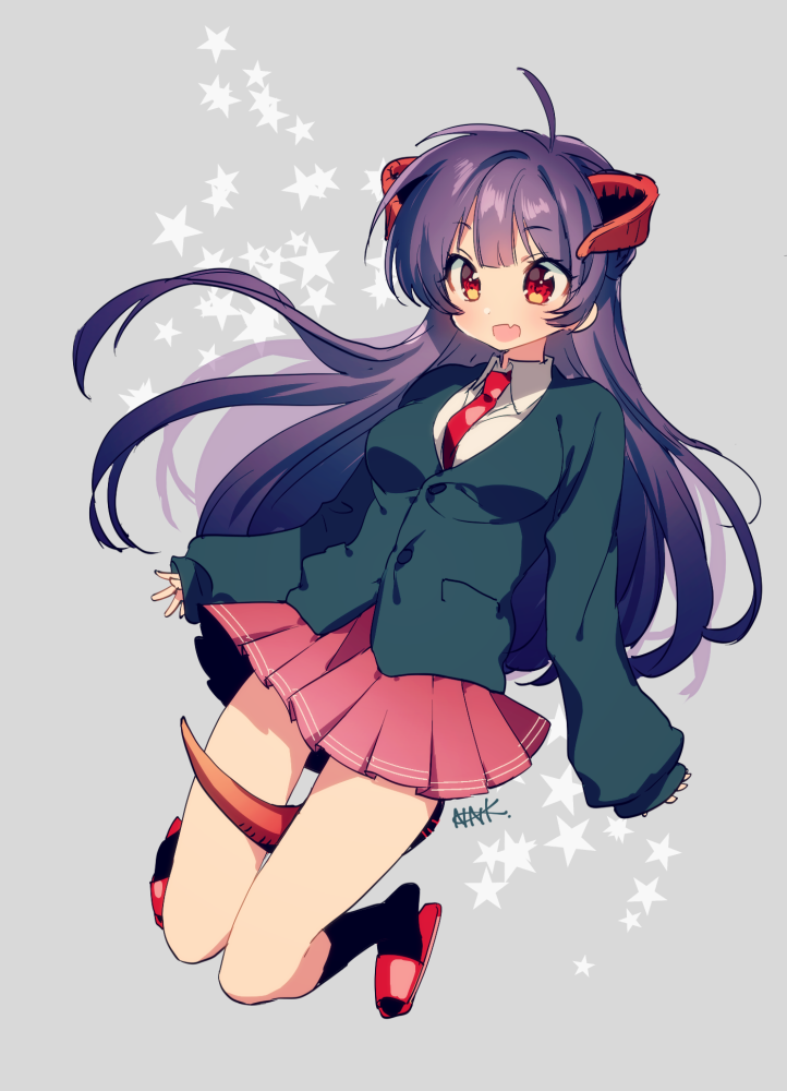 1girl, ahoge, bangs, between_legs, blazer, dragon_girl, dragon_horns, dragon_tail