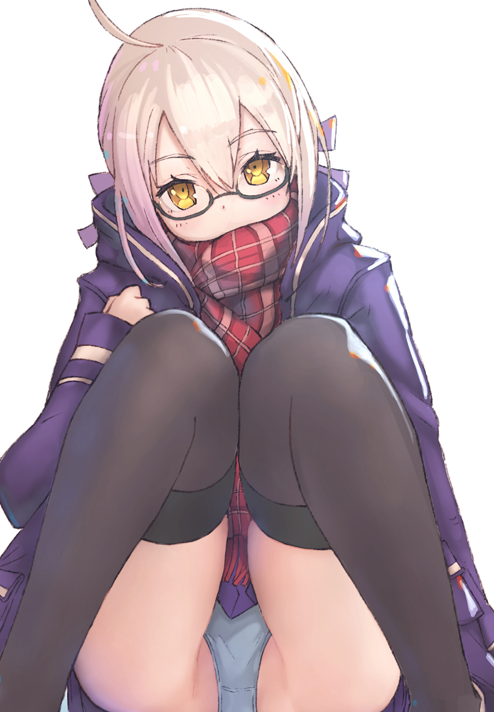 1girl, ahoge, asarokuji, bangs, black-framed_eyewear, blonde_hair, fate/grand_order, fate_(series)