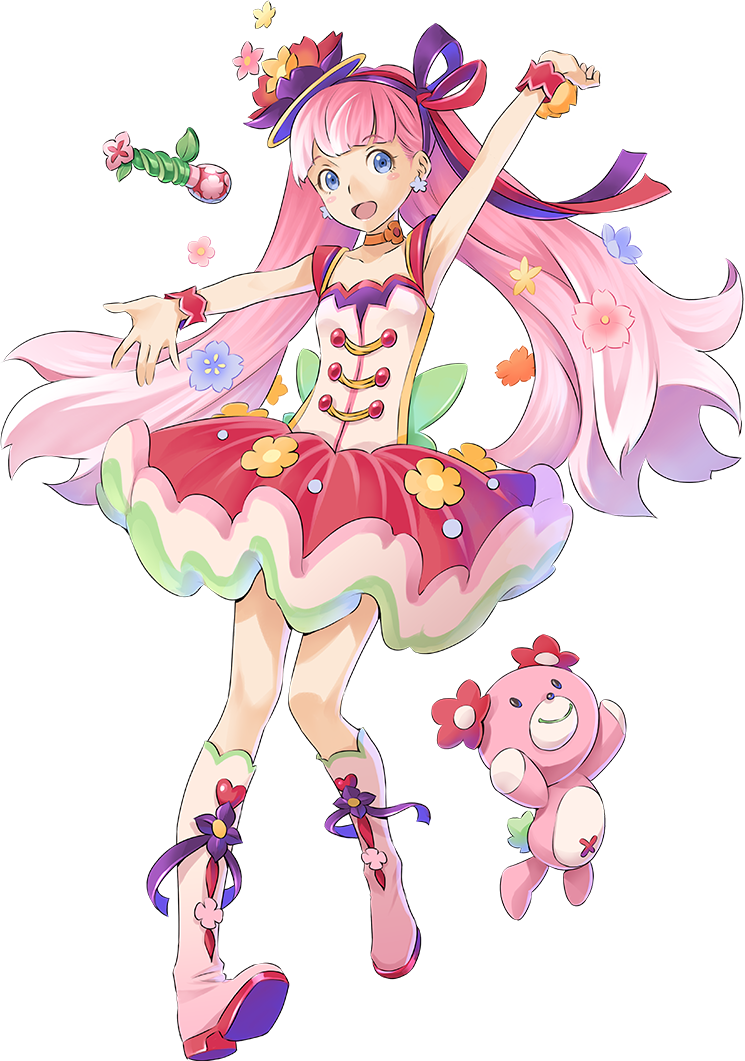 blue_eyes, dress, flower, frilled_dress, frills, hair_ornament, hair_ribbon, idol