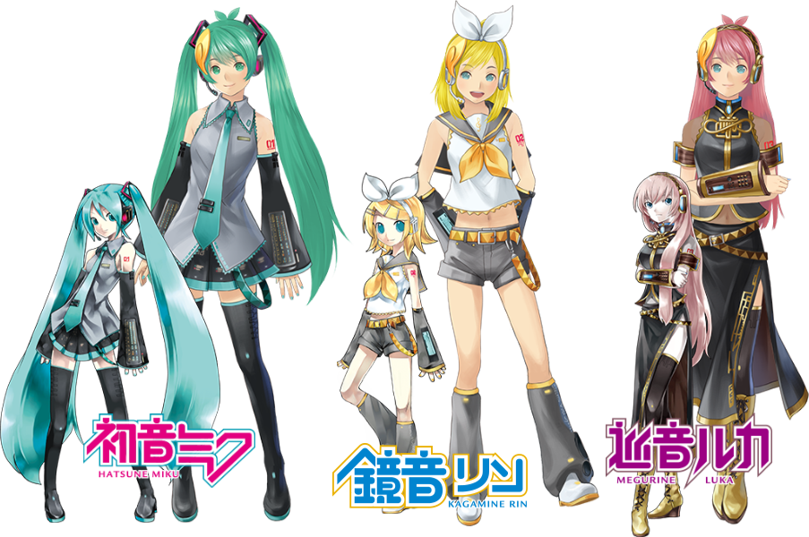 aqua_eyes, black_legwear, blonde_hair, blue_eyes, boots, detached_sleeves, green_eyes, green_hair