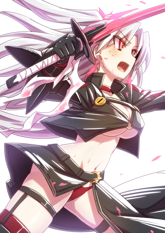 1girl, breasts, choker, cinderella_(mary_skelter), mary_skelter, midriff, mizunashi_(second_run), navel