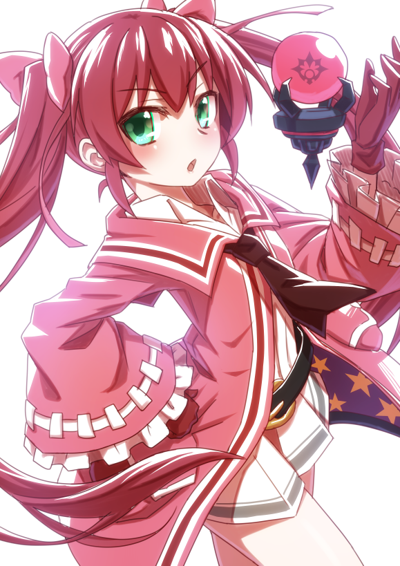 1girl, alternate_costume, armband, blush, gloves, green_eyes, hair_ornament, looking_at_viewer