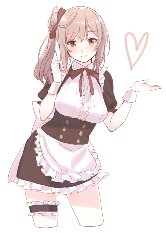 1girl, bangs, blouse, breasts, brown_hair, brown_ribbon, closed_mouth, cropped_legs