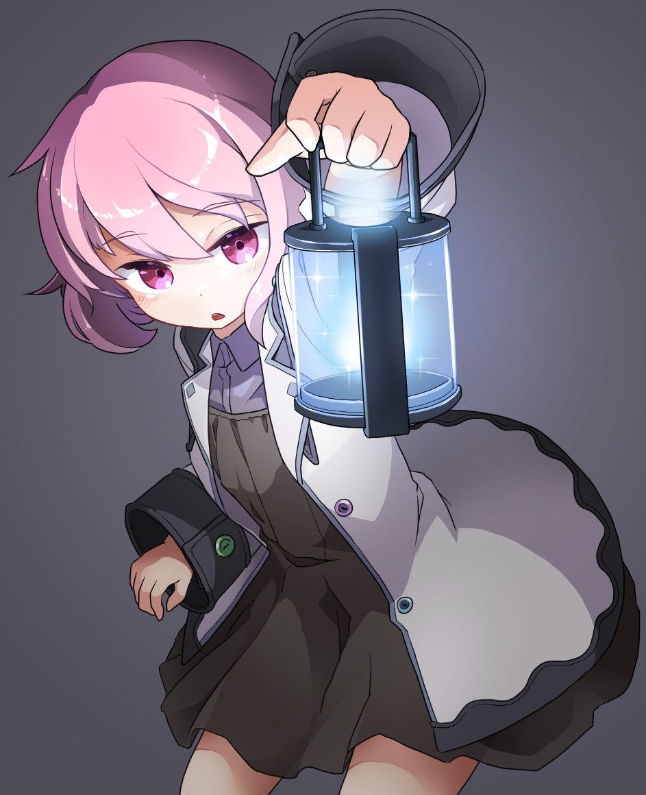 1girl, akaino_(akaomi), character_request, eyebrows_visible_through_hair, holding_lantern, lantern, long_sleeves, looking_at_viewer