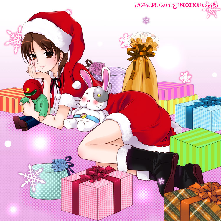 cherria, kayoko, sakuragi_akira, santa_costume, sunred, tentai_senshi_sunred, uchida_kayoko, usakotsu