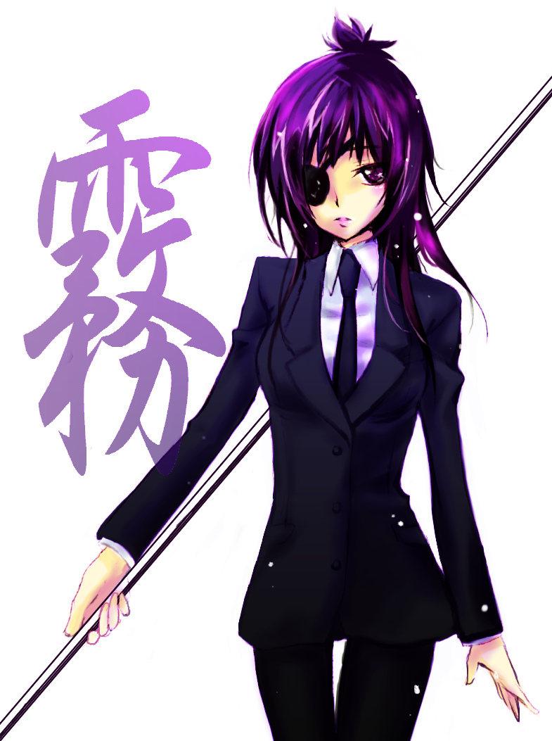1girl, bad_id, bad_pixiv_id, chrome_dokuro, eyepatch, formal, katekyo_hitman_reborn, purple_hair