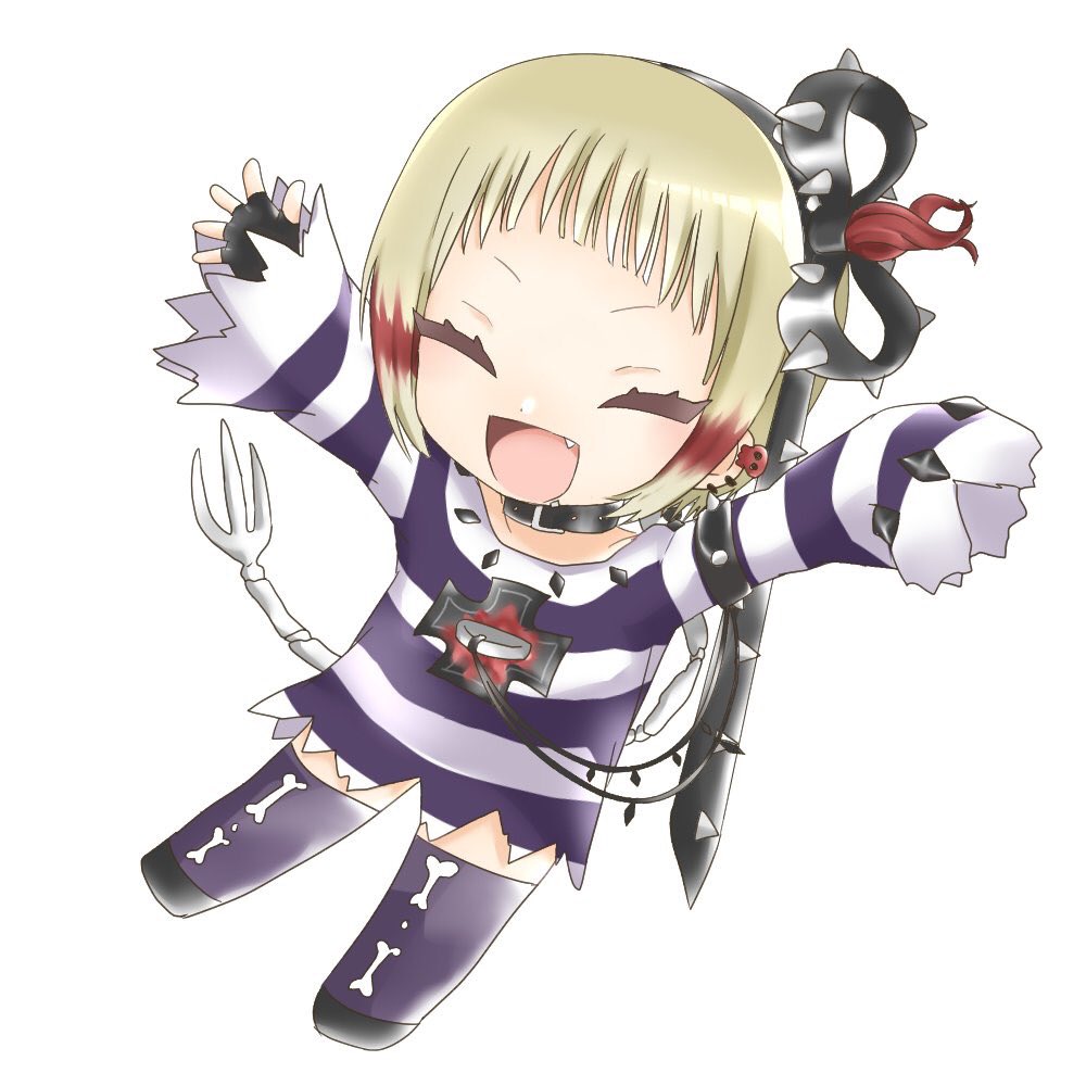 arms_up, blonde_hair, fang, fingerless_gloves, gloves, gohan_004, happy, mahou_shoujo_ikusei_keikaku