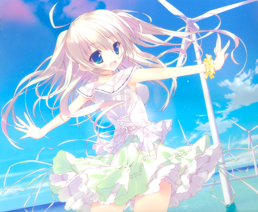 1girl, :d, absurdres, ahoge, blue_eyes, breasts, chiisana_kanojo_no_sayokyoku, chiisana_kanojo_no_serenade
