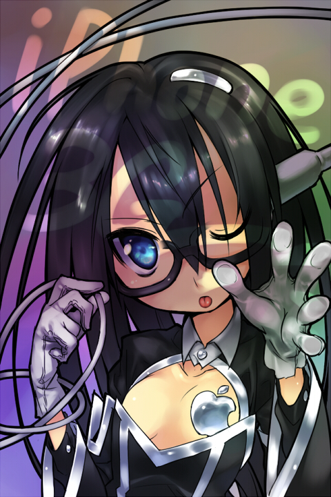 ;p, blue_eyes, gloves, iphone, iphone-tan, long_hair, midori_no_ruupe, phone
