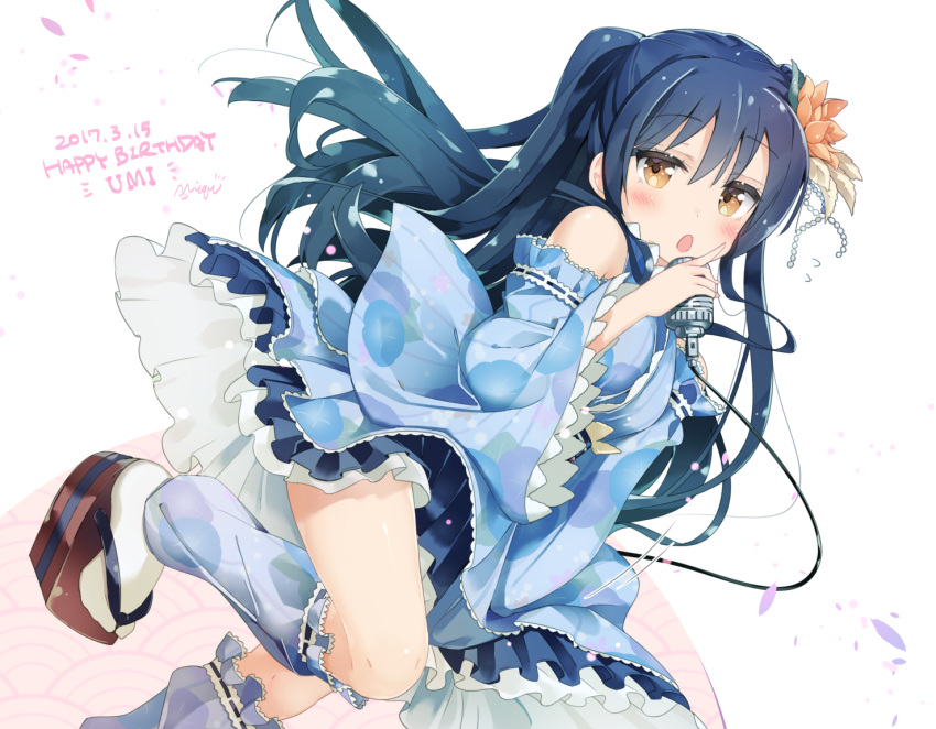 1girl, 2017, :o, birthday, blue_hair, dated, english, flower