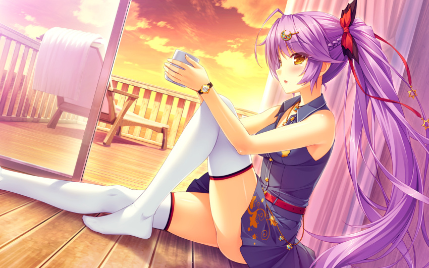 1girl, ahoge, aoi_miyabi, blush, boku_to_koi_suru_ponkotsu_akuma., braid, breasts, chair