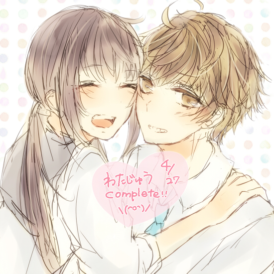 anesaki_nozomi, anesaki_shun, black_hair, koyuri, violet_eyes, watashi_no_real_wa_juujitsu_shisugiteiru