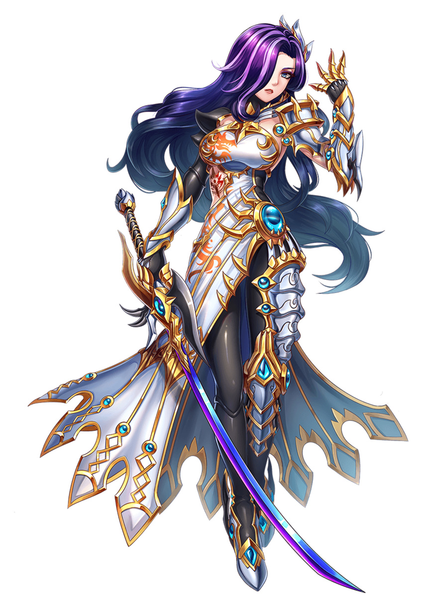 aqua_eyes, armor, asymmetrical_armor, asymmetrical_clothes, asymmetrical_legwear, brave_frontier, dress, eyelashes