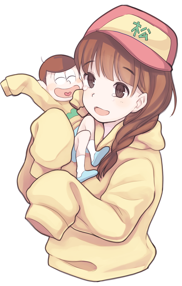 1boy, 1girl, amripo, bangs, braid, carrying, closed_eyes, hat