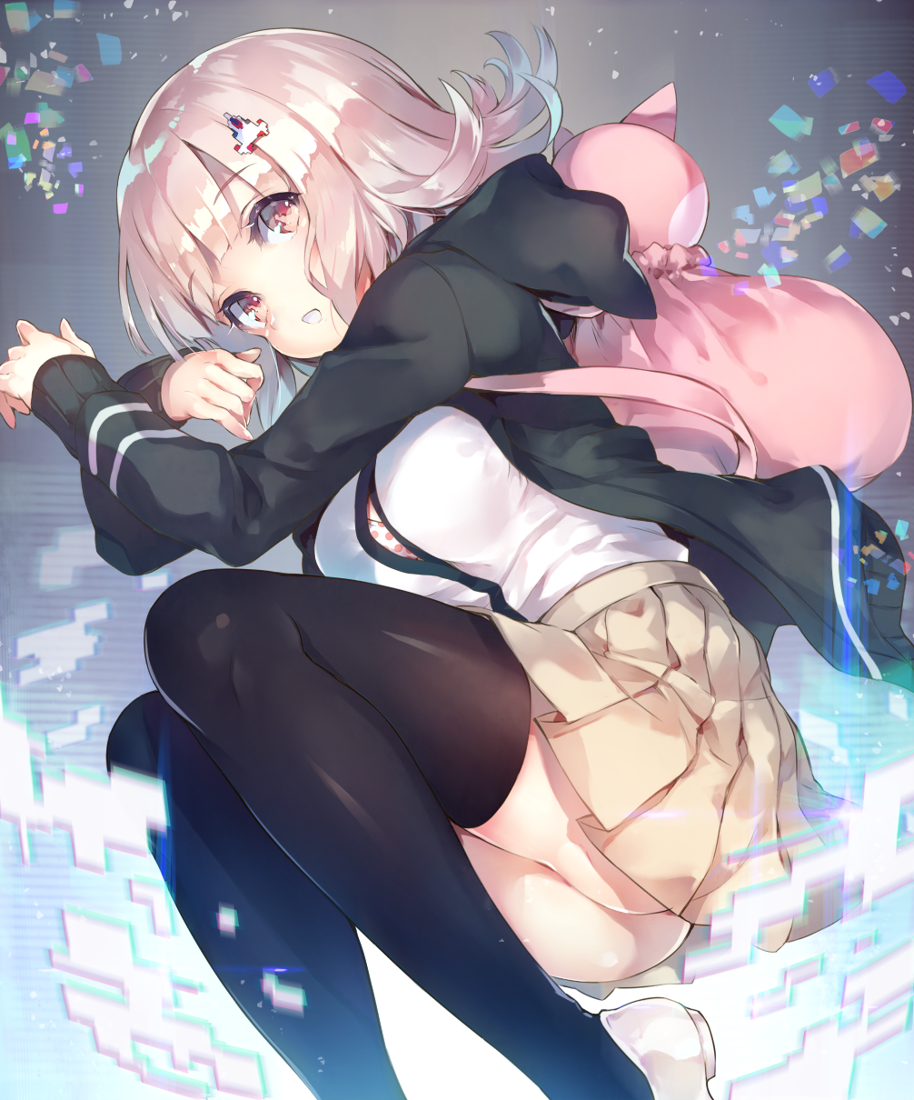 1girl, ass, breasts, dangan_ronpa, deecha, highres, large_breasts, long_sleeves