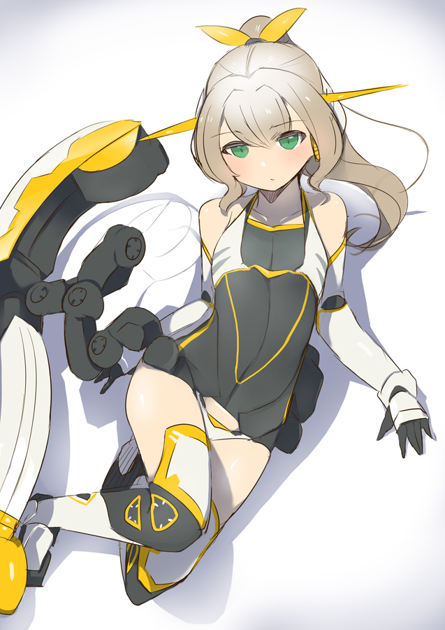 1girl, akihara_nakuru, atlas_gundam, flat_chest, green_eyes, gundam, gundam_thunderbolt, light_brown_hair